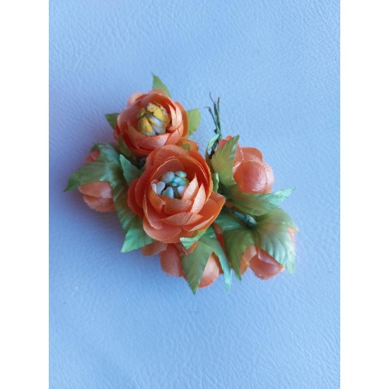 Цветы из ткани 3-3,5 см в пучках (6 шт) цв. оранжевый, цена за пучок